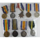 Erased WW1 Medals - TFEM EDVII, majority of naming erased (xxxxxxxxx 4 O & B L.I.) and an erased