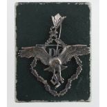 German Air Ministry silver badge in green LDO box