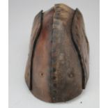 Tank crew WW1 leather helmet, rather worn but complete, with liner and chin strap, needs handling