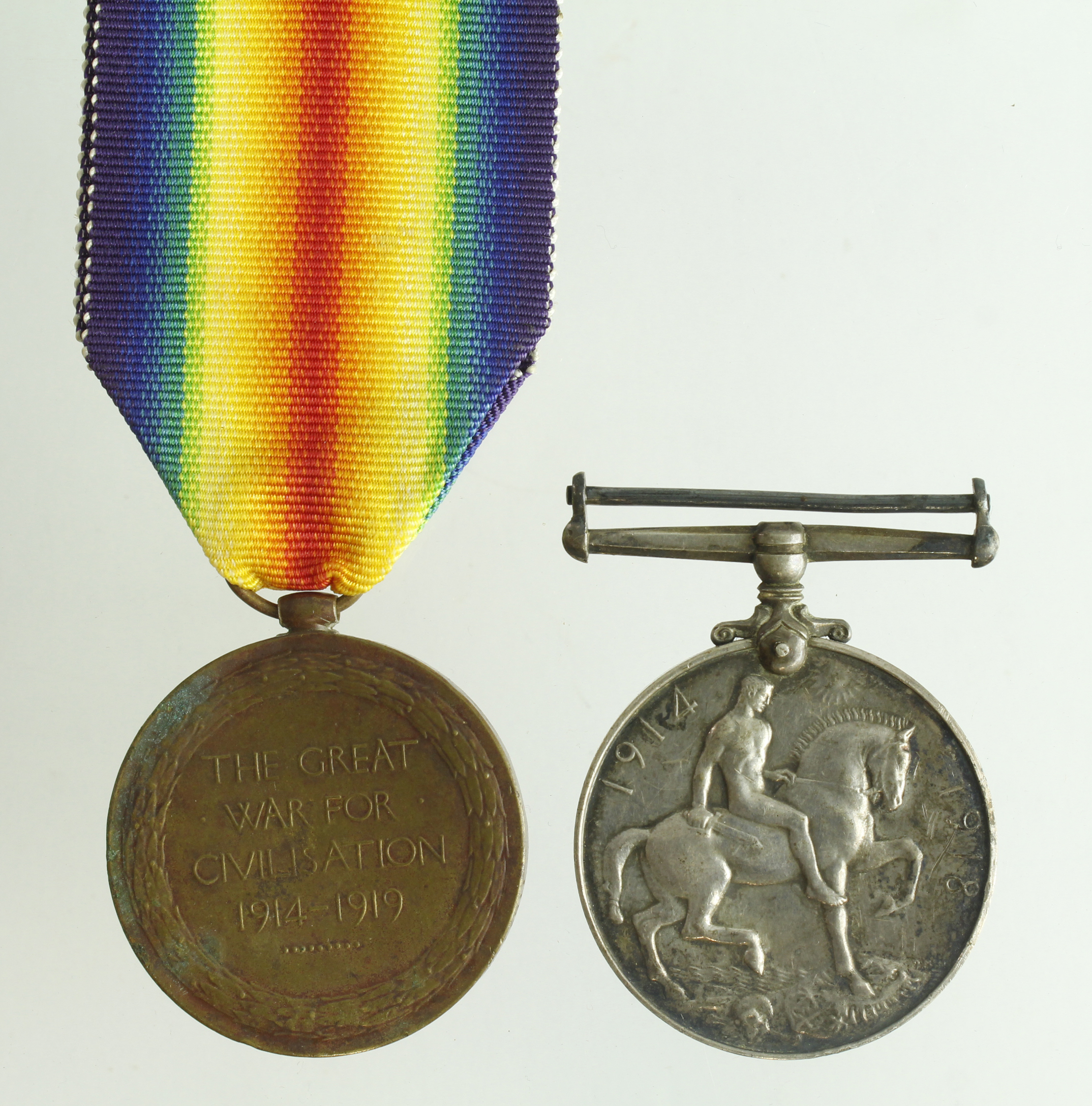 BWM & Victory Medal for (118479 Pte.2. W J Rowlands RAF). (2) - Image 2 of 2