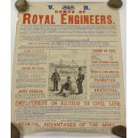 British Army Victorian original recruiting poster, The Royal Engineers, August 1898, some age