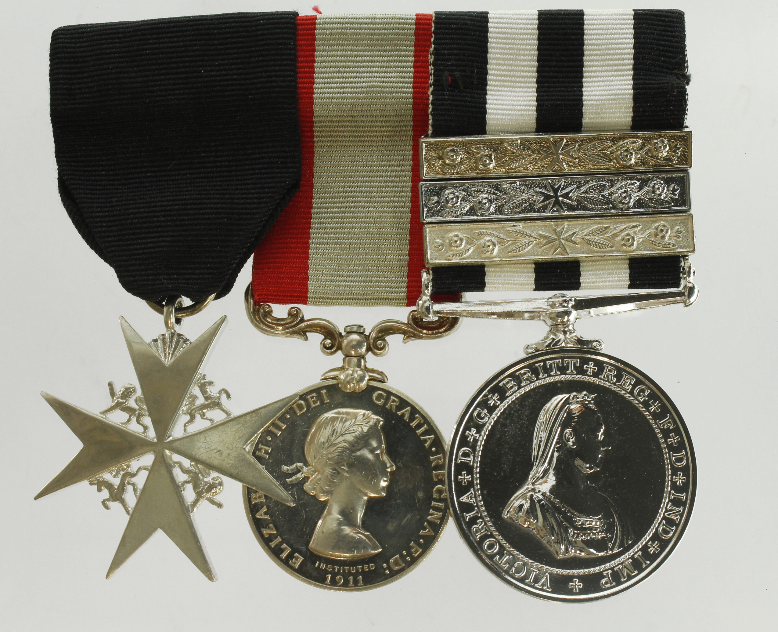 Group mounted as worn - Order of St John Serving Brother beast badge L/G 20/5/1986, Coast Guard