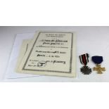 German WW2 25 Year Army Service medal and Cross of Honour medal both come with award scrolls to Otto