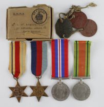WW2 group for 14632907 V McManemy R.Signals. In box of issue, 1939-45 Star, Africa Star, Defence &