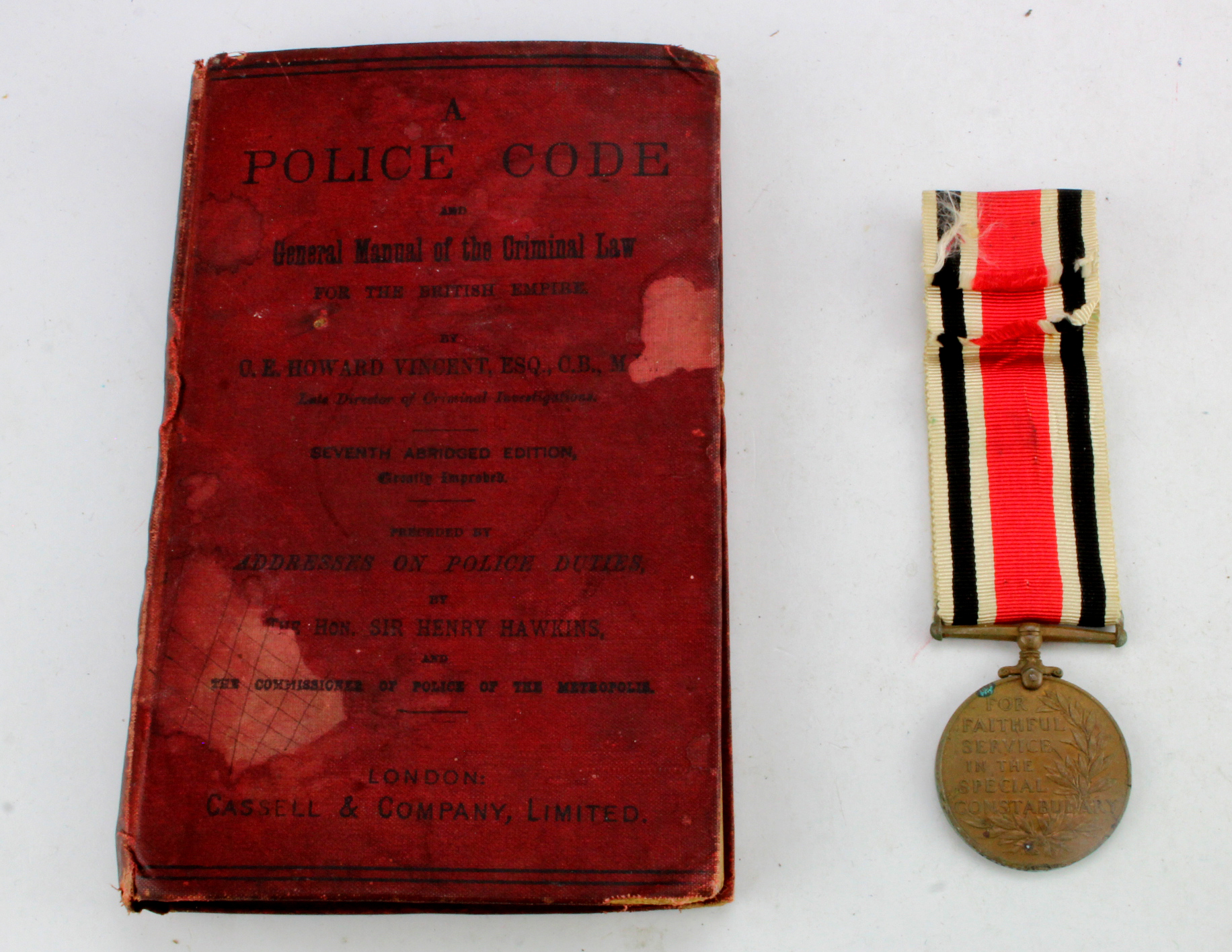 Special Constabulary GRV medal named to Bernard G Preston complete with his police code booklet