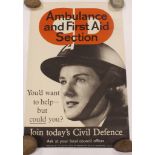 Home Front Poster Civil Defence Ambulance and First Aid section, appears late WW2.