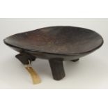 Mid-century Tsonga/Swazi handcarved tribal food bowl (umcwembe). Dark patina with signs of use.