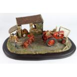 Country Artists 'Hitching Up' model depicting a tractor within a farm yard scene, certificate