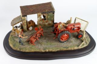Country Artists 'Hitching Up' model depicting a tractor within a farm yard scene, certificate