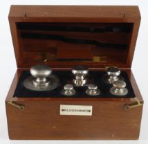 Weights. A cased set of weights by 'L. Oertling' ranging from 100 to 2000 grams