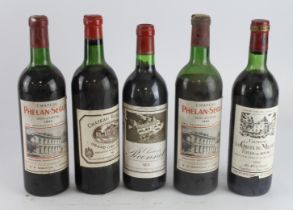 France. Five bottles of French wine, comprising Chateau Phelan Segur Saint Estephe 1961 (x2);
