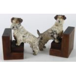 Terrier interest. A pair of Terrier dog bookends, height 12.5cm approx.