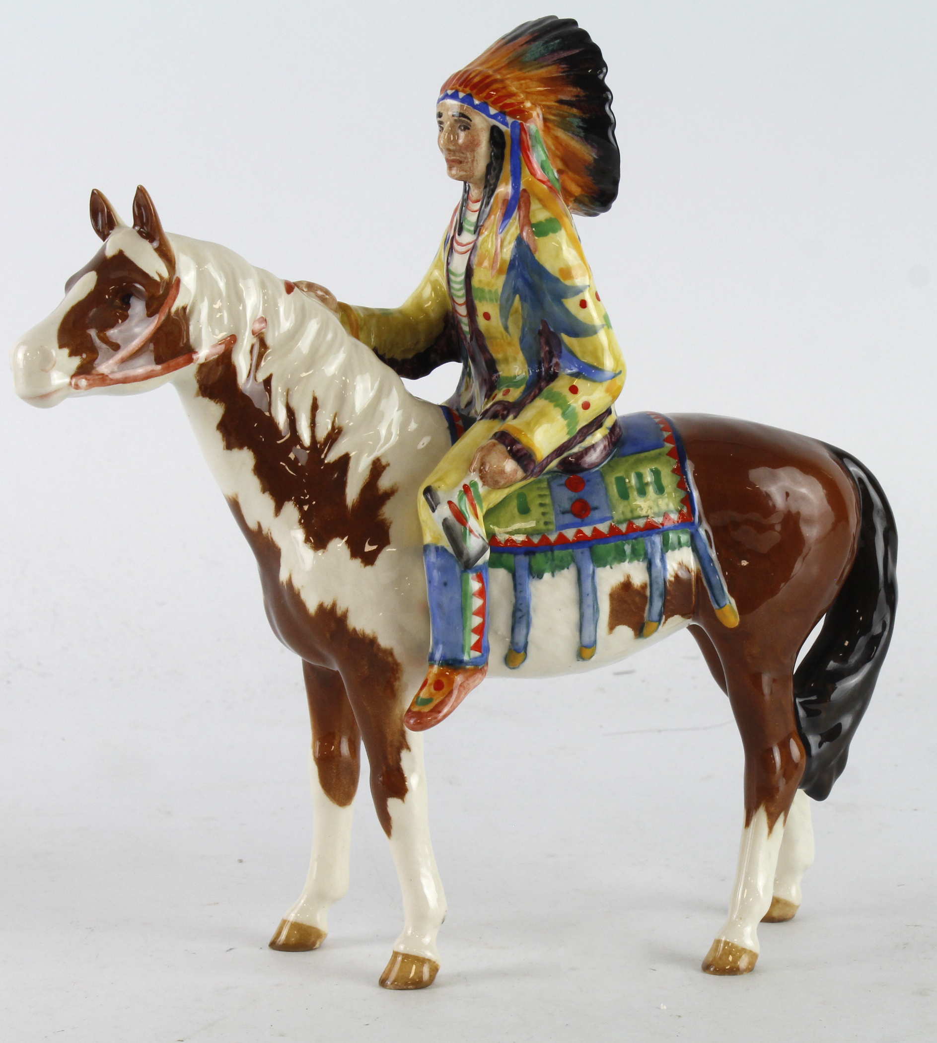 Beswick figure 'Indian on Skewbald horse' (1391), height 21cm approx.