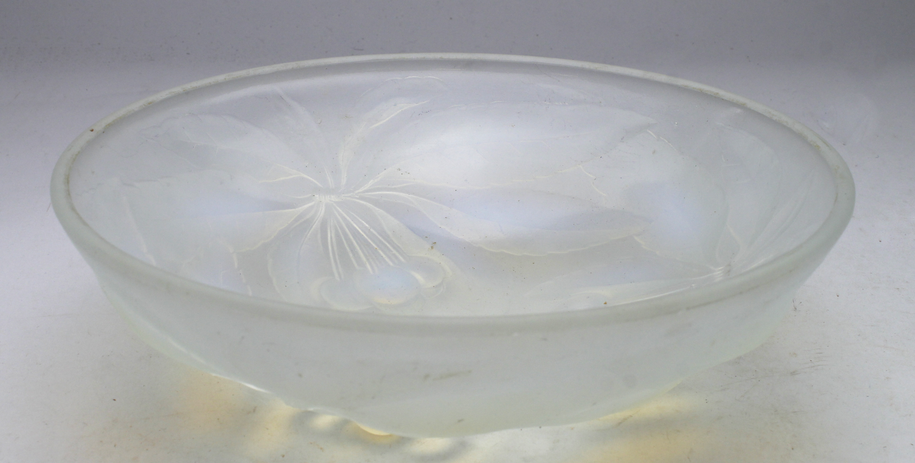 French frosted glass bowl by G. Vallon, makers marks to side, height 7.5cm, diameter 24cm approx.