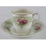 Royal Worcester porcelain cup and saucer, with hand painted floral decoration, signed 'Hale', makers