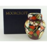 Moorcroft. Small Moorcroft Winter Harvest pattern ginger jar, makers marks to base, height 10.5cm