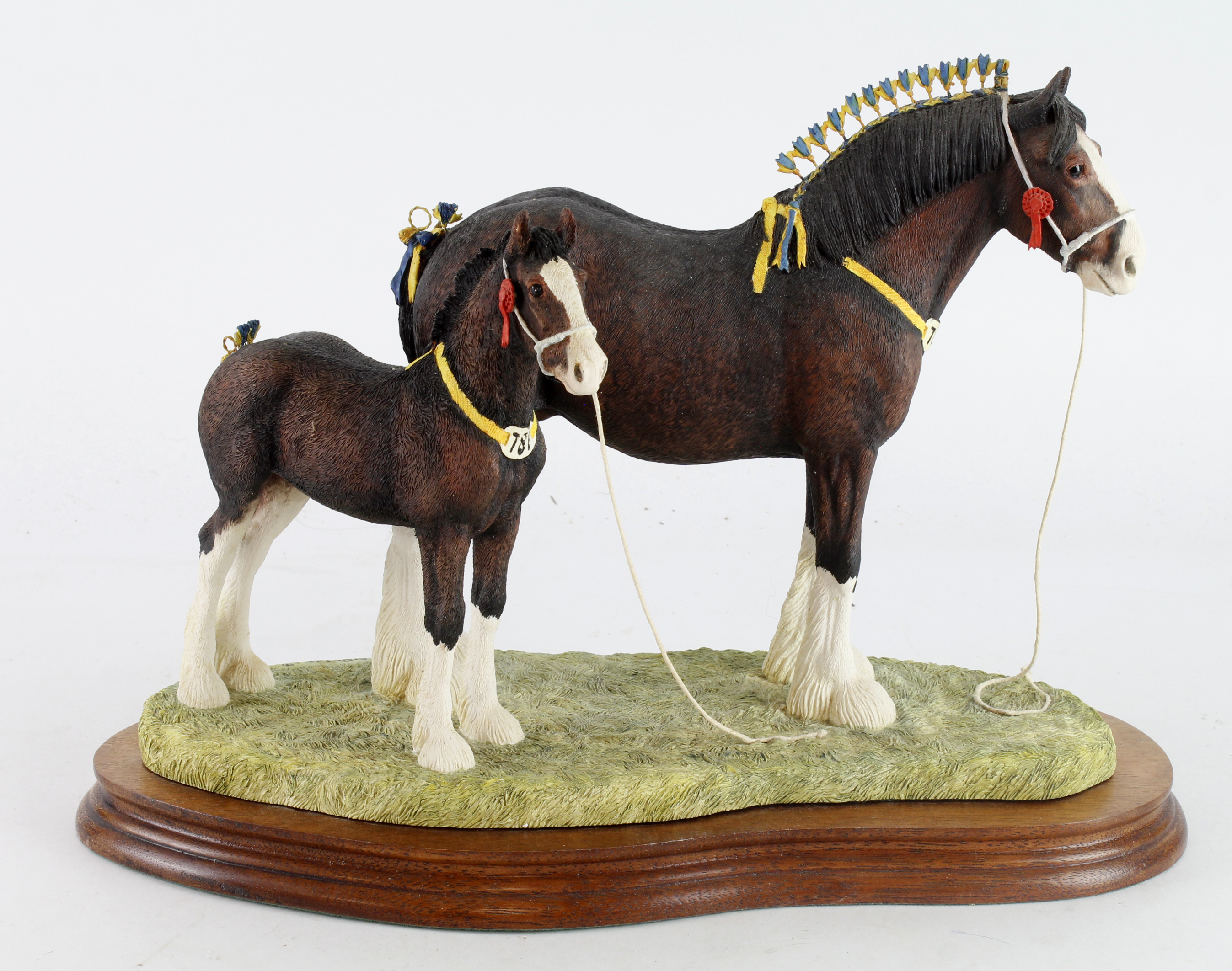 Border Fine Arts limited edition figure 'Champion Mare & Foal',with wooden plinth, lacking