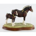 Border Fine Arts limited edition figure 'Champion Mare & Foal',with wooden plinth, lacking