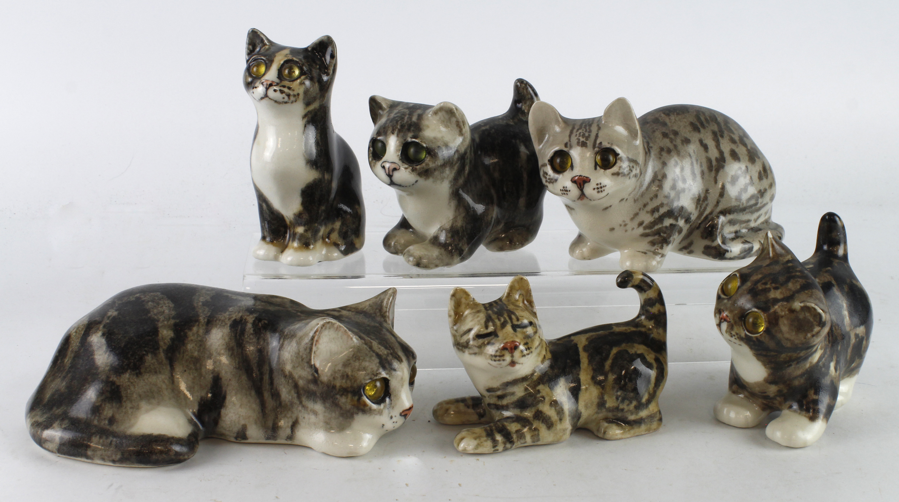 Winstanley. A group of six cats by Winstanley, makers marks to base of each, largest length 19cm