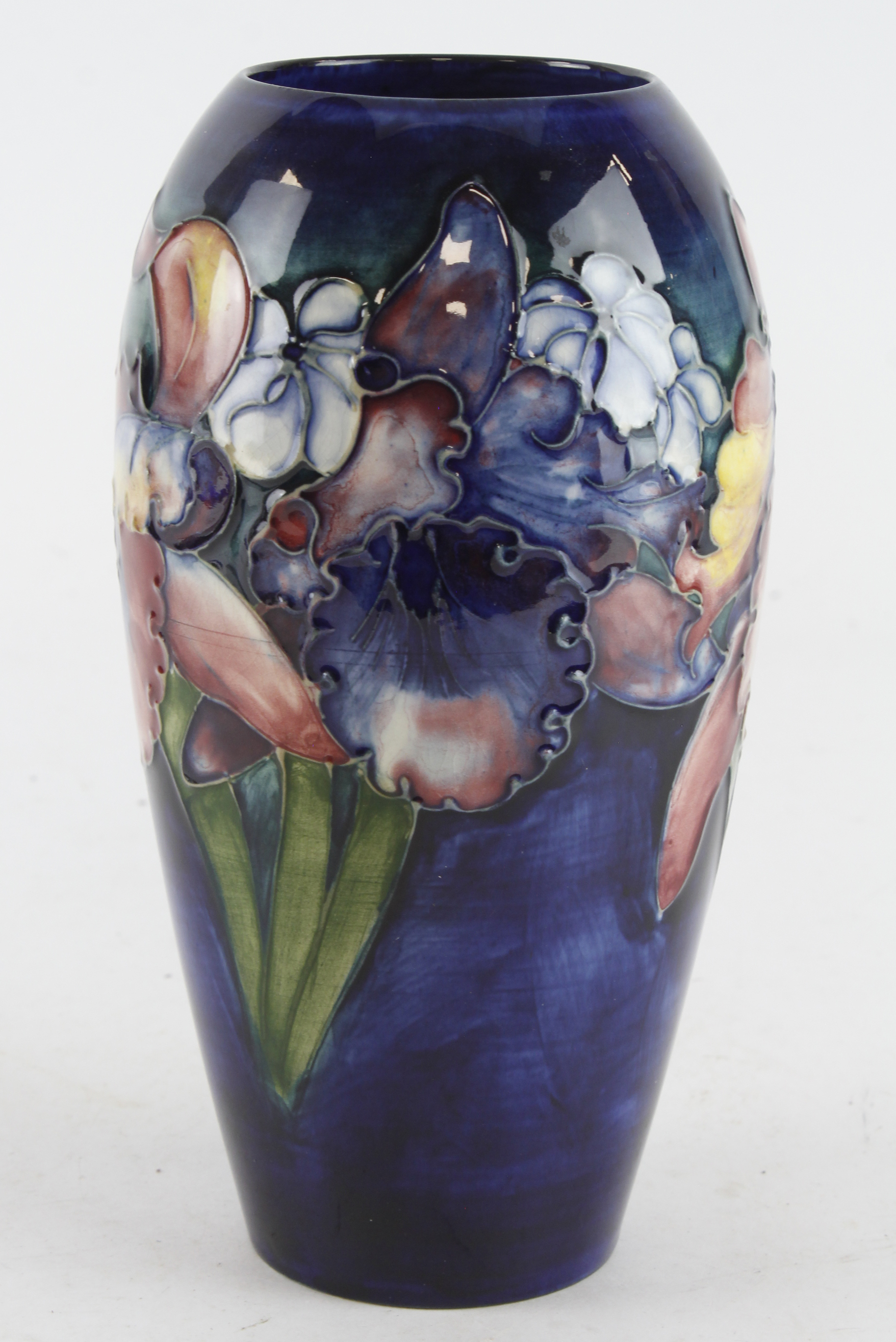 Moorcroft Orchid pattern vase, makers marks to base, height 17.5cm approx.