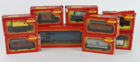 Triang Hornby. A collection of nine boxed Triang Hornby lomotive and wagons, including Co Co Type