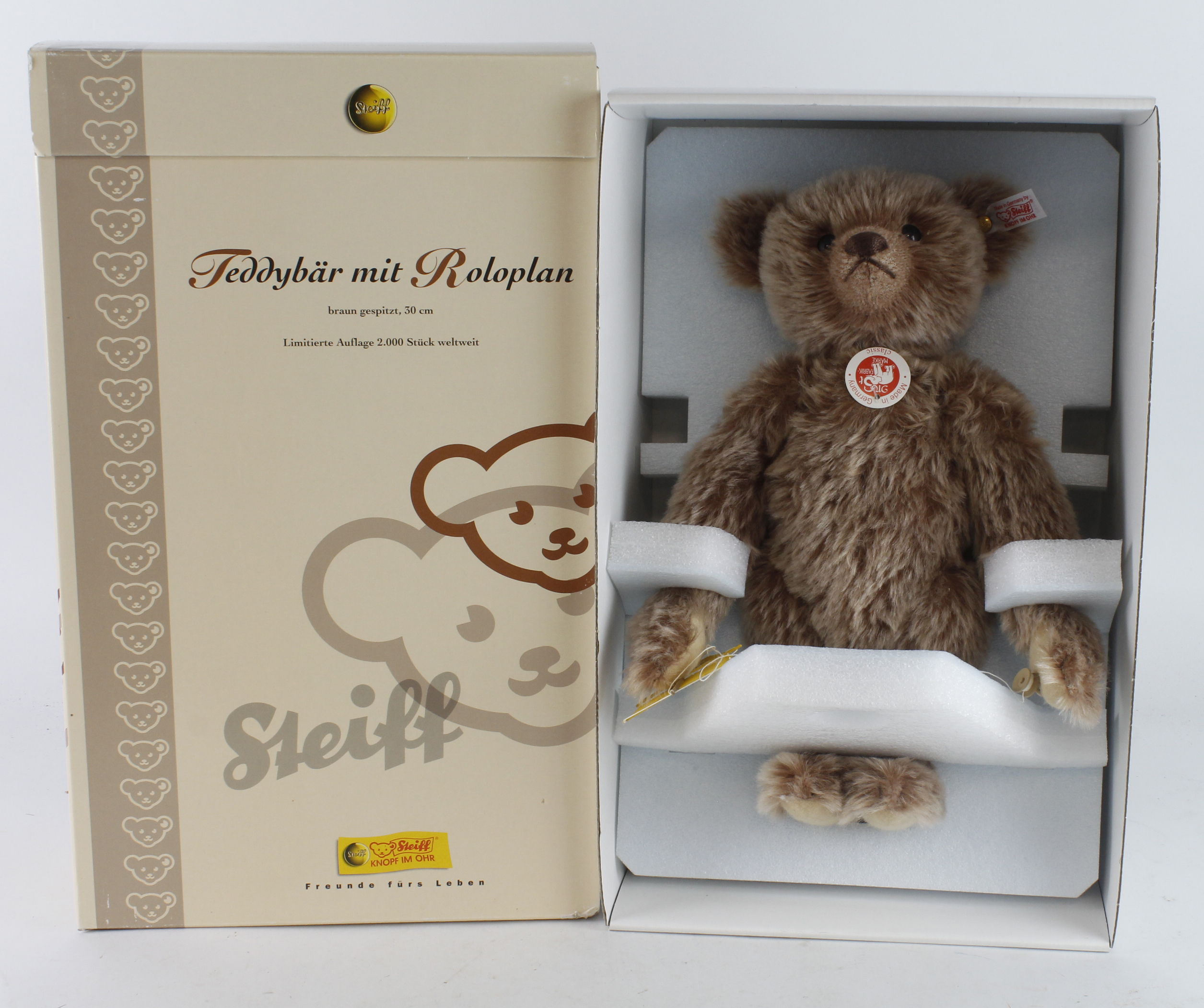 Steiff limited edition 'Teddy bear wih Roloplan', with certificate (1051/2000), height 30cm approx.,