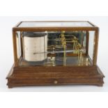 Oak and glass cased barograph, total height 21.5cm, width 35.5cm, depth 21cm approx. (in need of