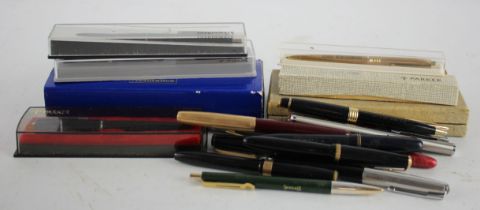 Pens. A collection of approximately twenty fountain pens, ballpoint pens & pencils, makers include