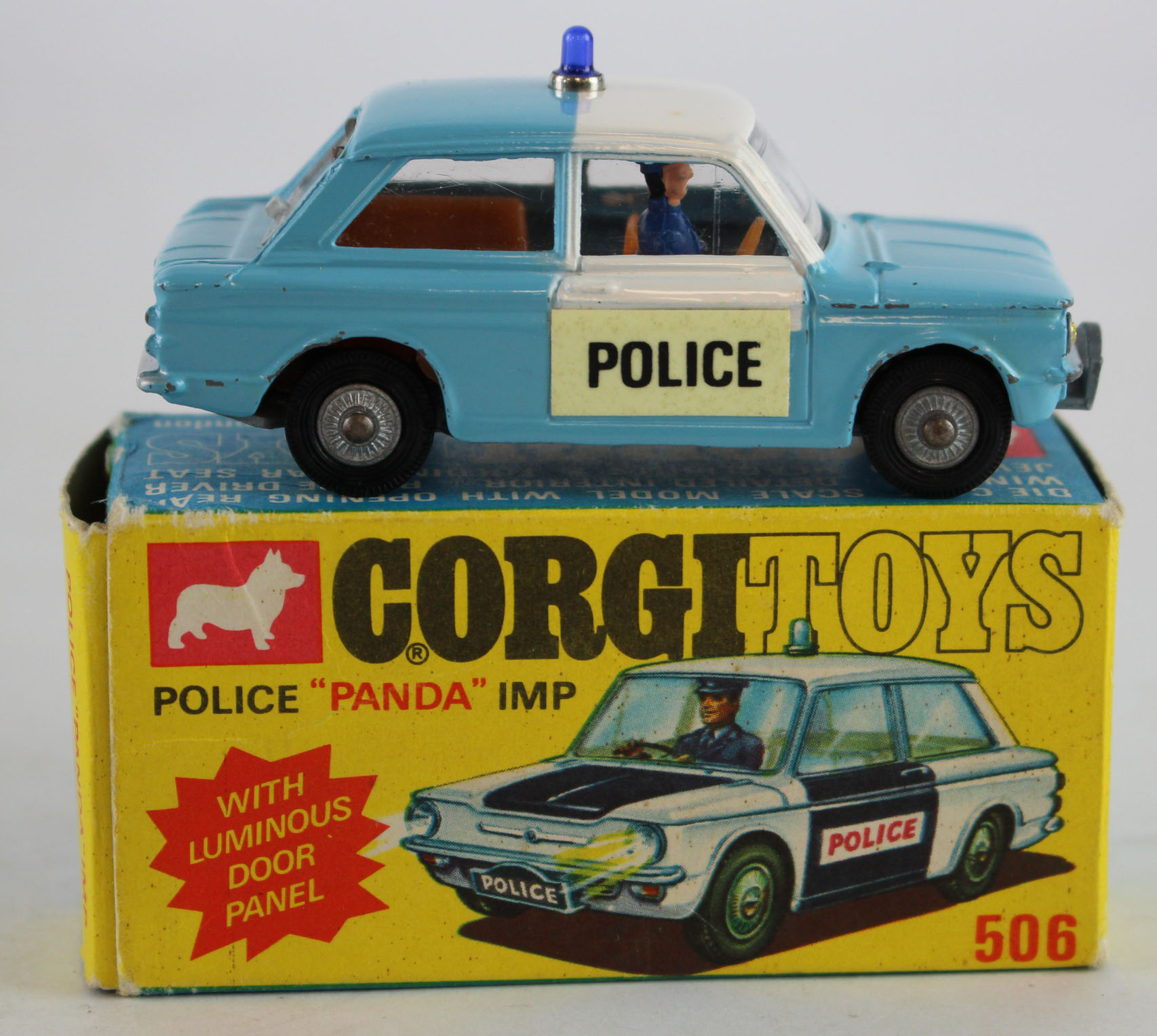 Corgi Toys, no. 506 'Police Panda Imp' (pale blue), contained in original box