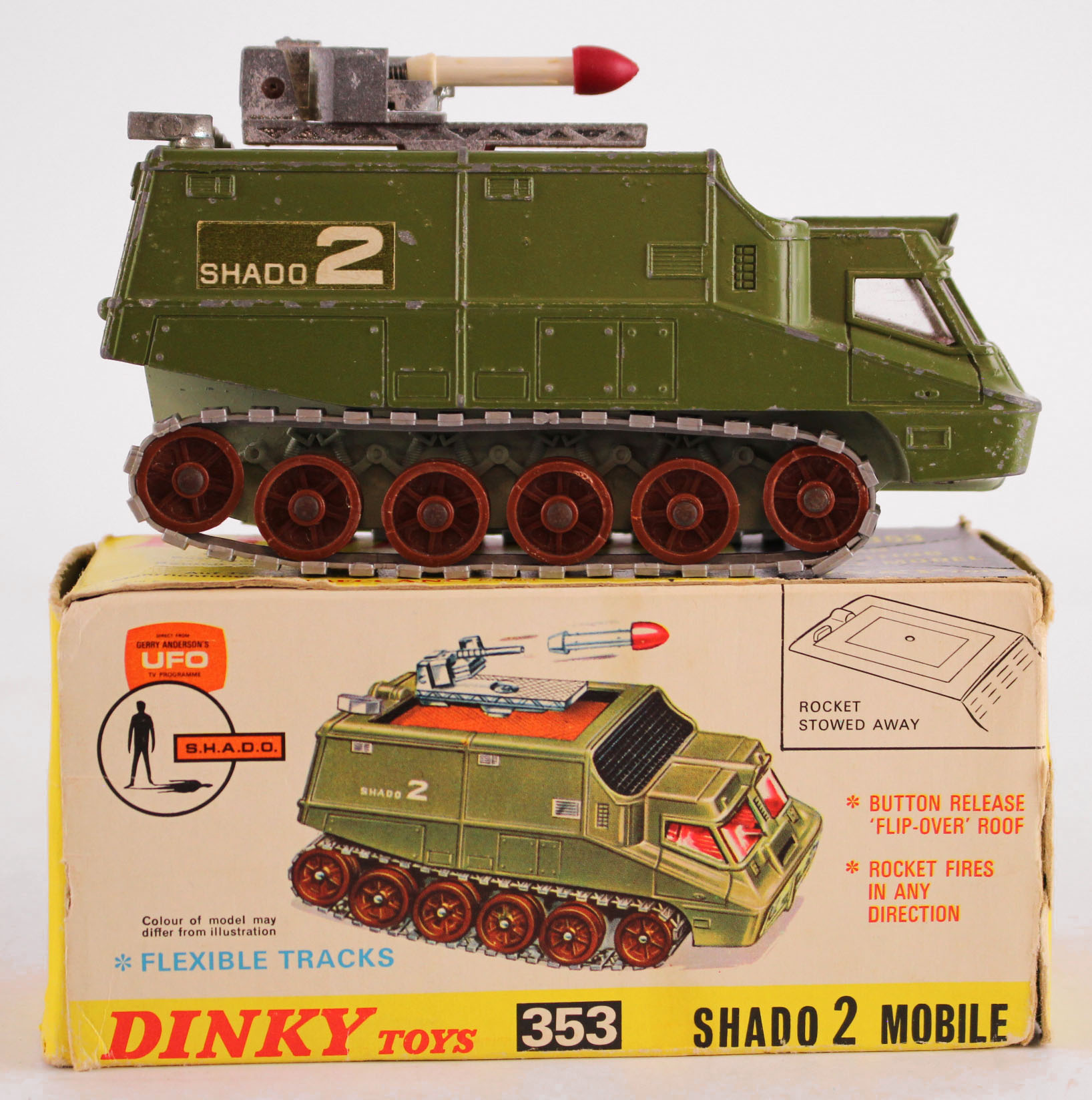Dinky Toys, no. 353 'Shado 2 Mobile' (Direct From Gerry Andersons UFO), missile present, contained