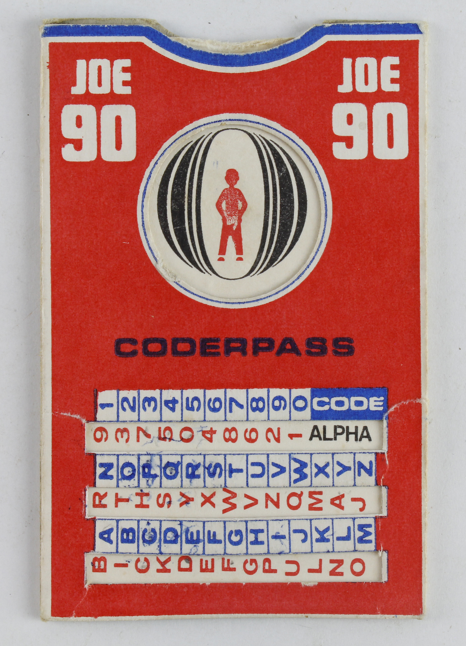 Joe 90 Coderpass, free gift from Joe 90 comic no. 2, 1969 (not inscribed), 57mm x 88mm approx.