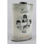 Beatles interest. A tin of talcum powder 'With the Beatles Talc', by Margo of Mayfair, height 18.5cm