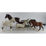 Beswick. Eight Beswick Horse figures, tallest 25cm approx.