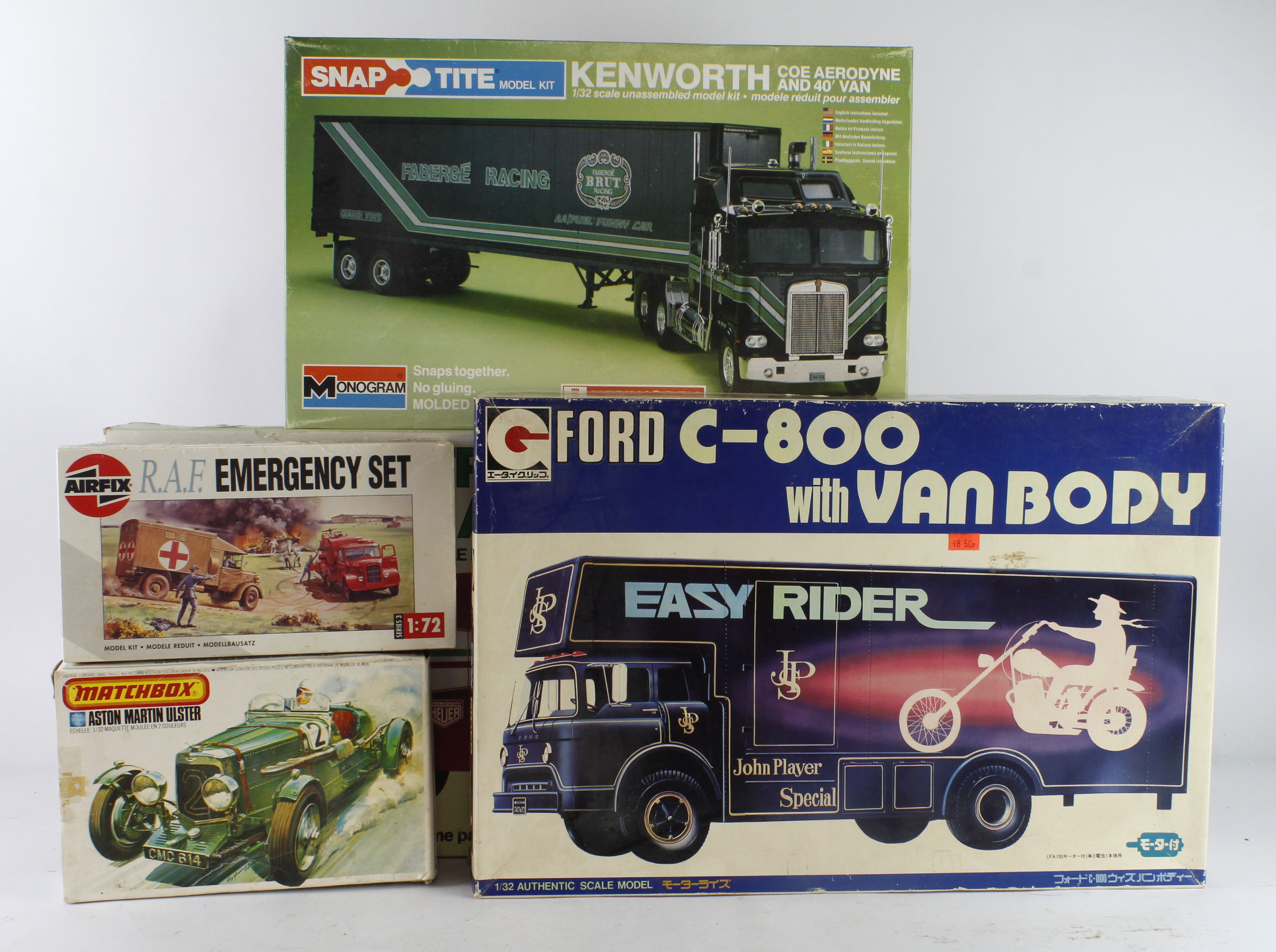 Kits. Five boxed plastic kits, comprising Airfix 1/32 scale Ford Tractor & 40" Trailer 'Ferrari' ( - Image 2 of 2