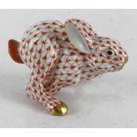 Herend rust fishnet rabbit, makers marks to base, height 65mm approx.