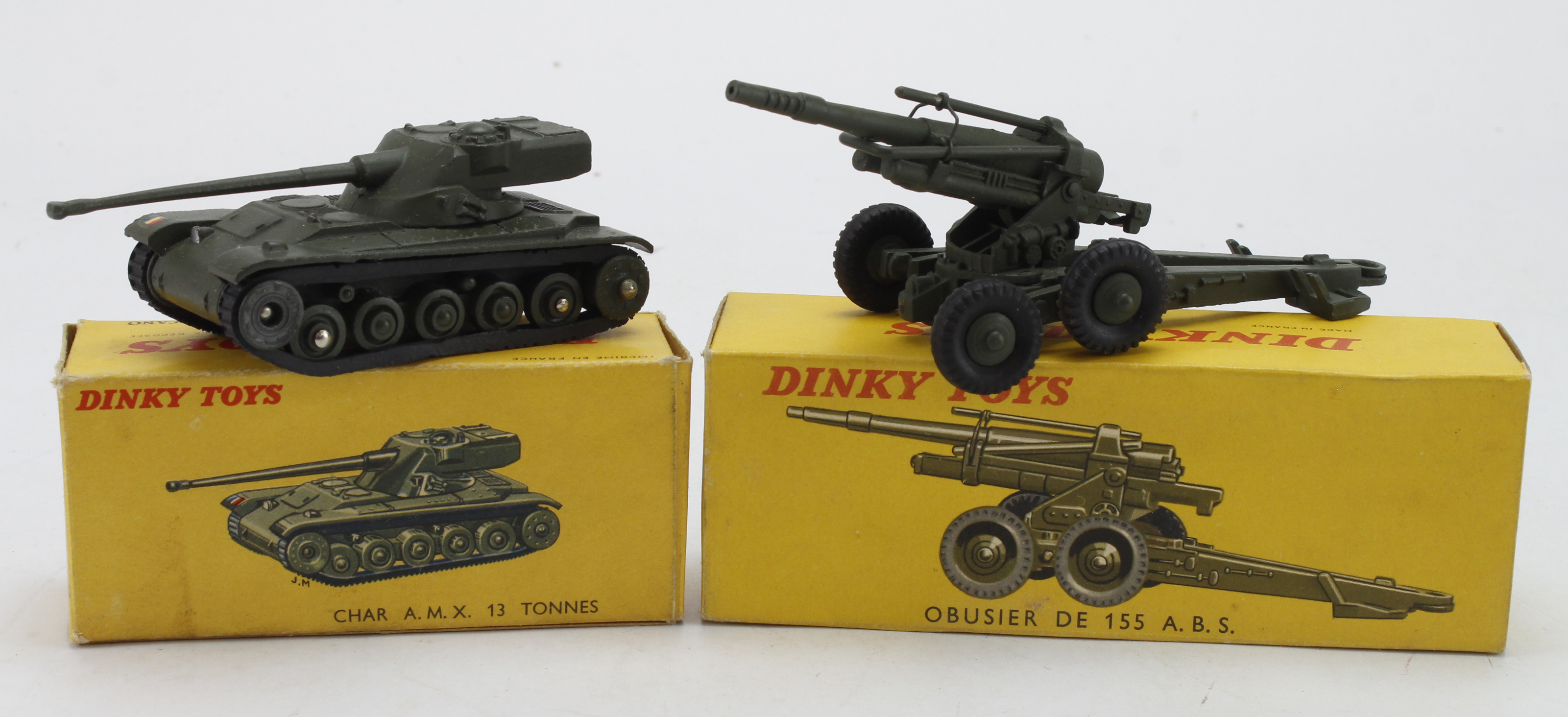 Dinky Toys (French). Two boxed French Dinky Military models, comprising no. 80C 'Char A.M.X. 13