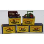 Matchbox. Five boxed Matchbox Moko Lesney models, comprising Diesel Road Roller (no. 1, end flap