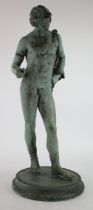 Bronze. A large bronze figure, depicting 'Narcissus', height 62cm approx.