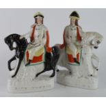 Staffordshire. Two Staffordshire flatback figures, comprising Dick Turpin & Tom King, height 29cm