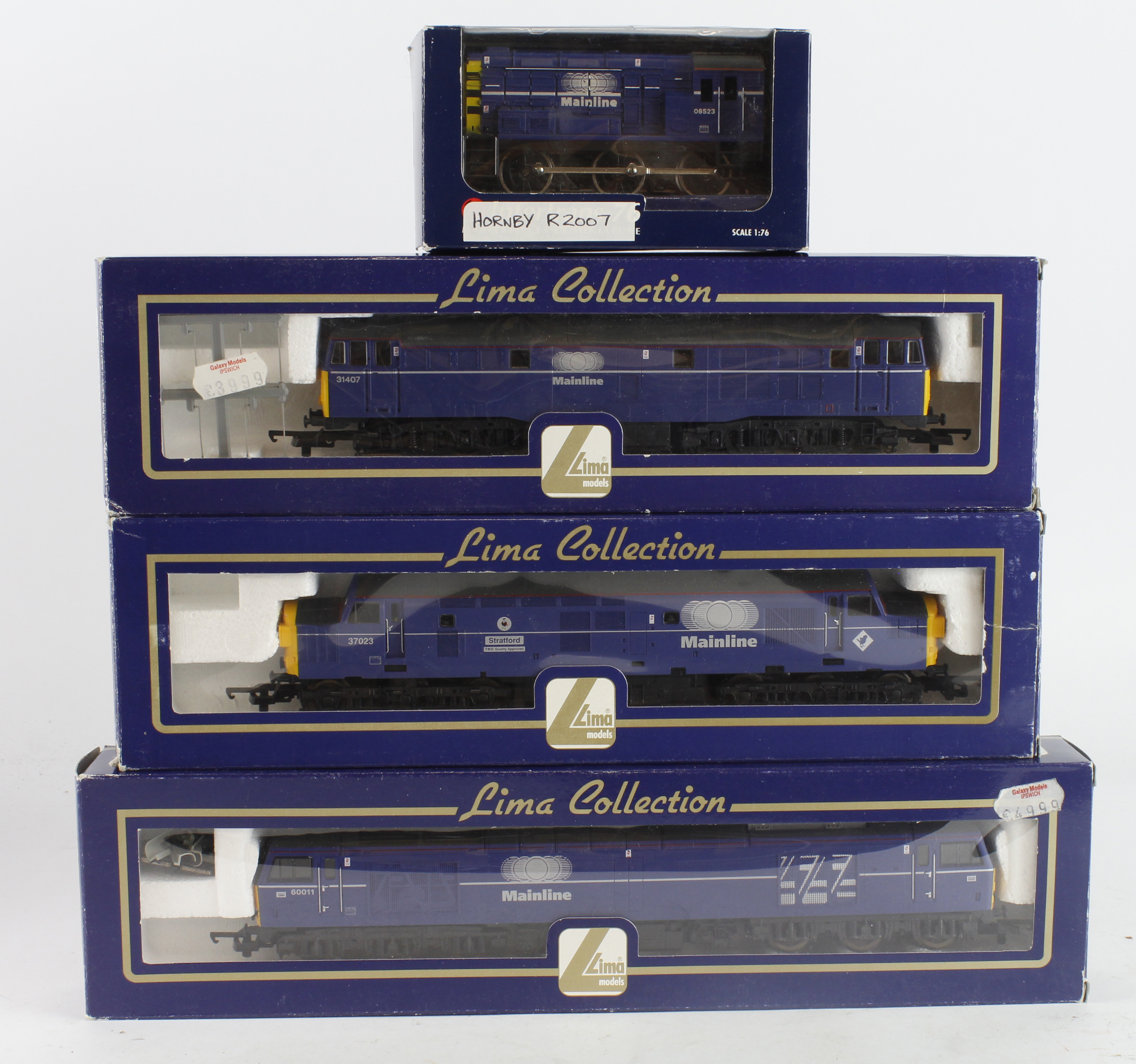 Lima. Three boxed OO gauge Lima locomotives, comprising Class 60 Diesel 60011 Mainline blue