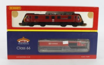 Bachmann / Hornby. Two boxed OO gauge locomotives, comprising Bachmann Class 66 Diesel 66152 'DB