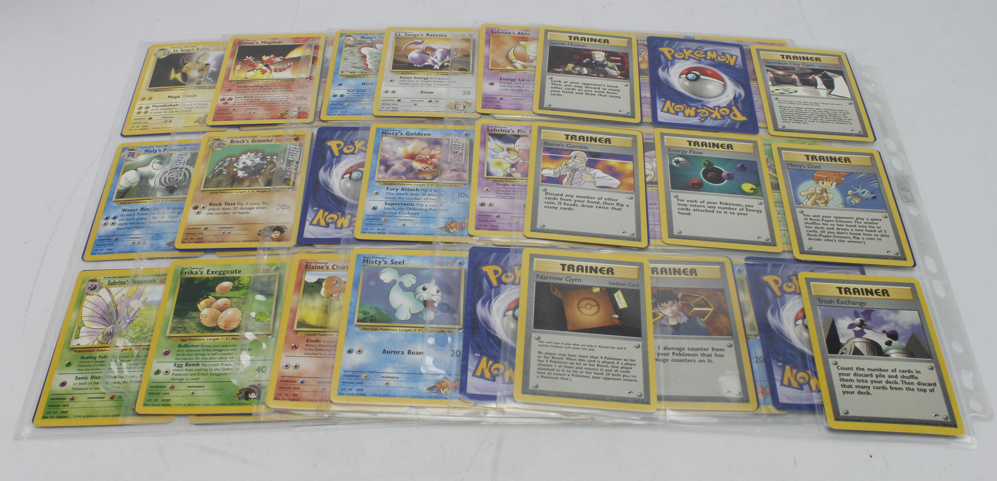 Pokemon. A collection of ninety English Pokemon WOTC Gym Heroes cards (90 of 132), circa 1995 -