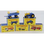 Matchbox. Five boxed Matchbox Lesney models, comprising Fire Pumper Truck (no. 29); Ford Tractor (