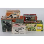 Britains. Five boxed Britains models, including 18" Heavy Howitzer (9740); Military Landrover (