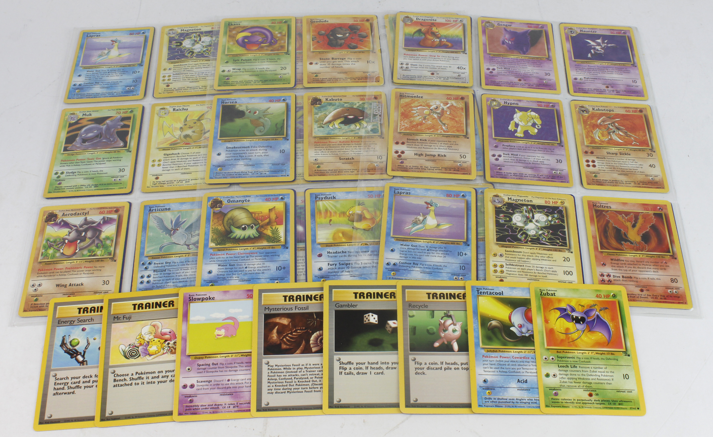 Pokemon. A collection of sixty-two English Pokemon WOTC Fossil cards (complete set), circa 1995 -