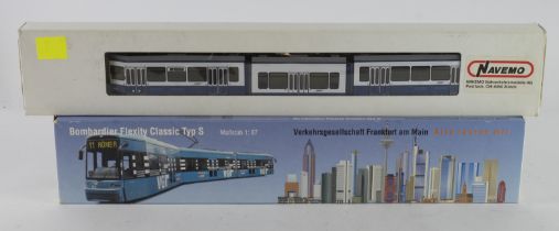 Trams. Two boxed trams, comprising Navemo Models 3 Car Zurich Tram (226 10 001); Bombadier