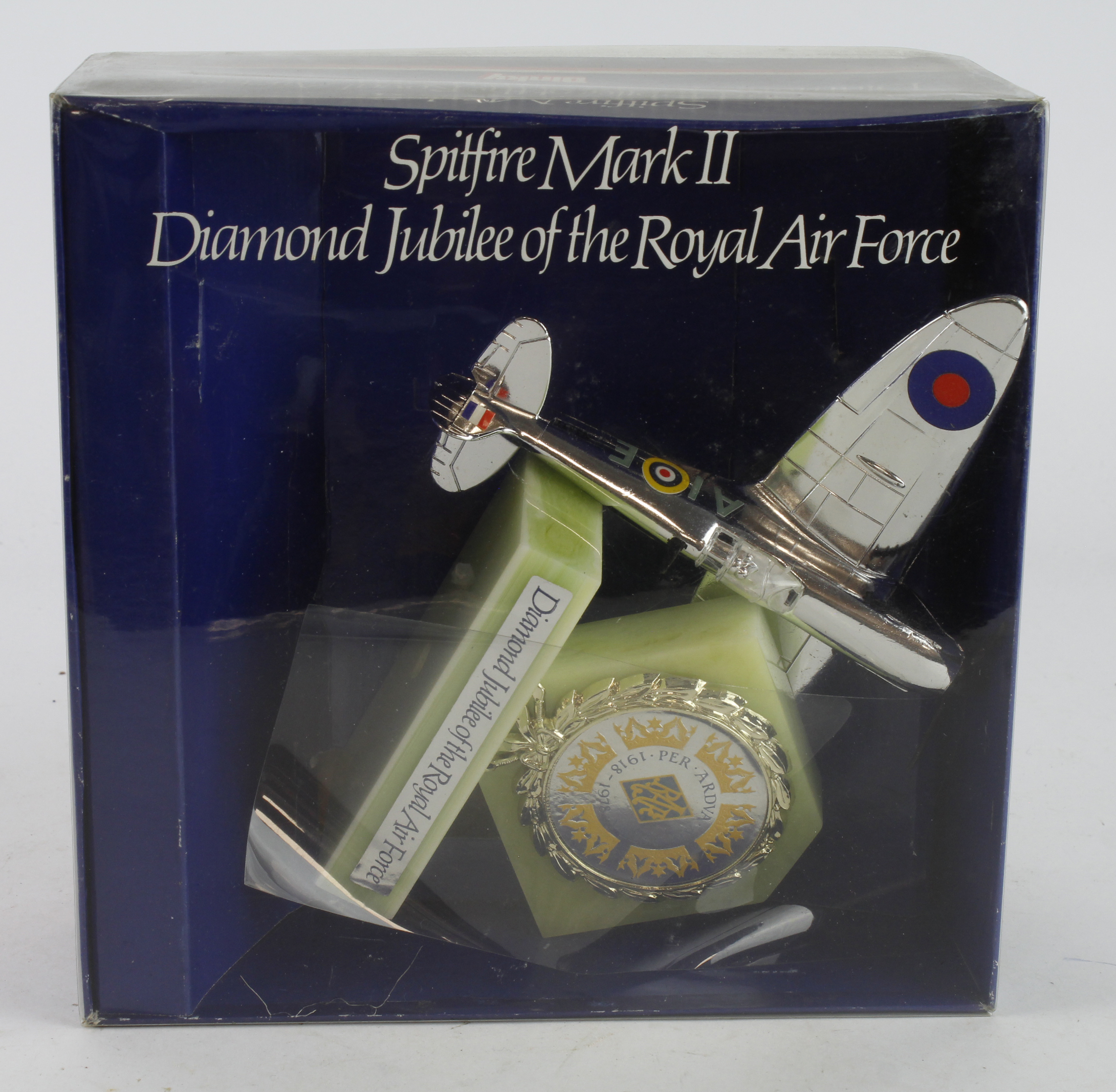 Dinky Spitfire Mark II model (Diamond Jubilee of the Royal Air Force), contained in original box