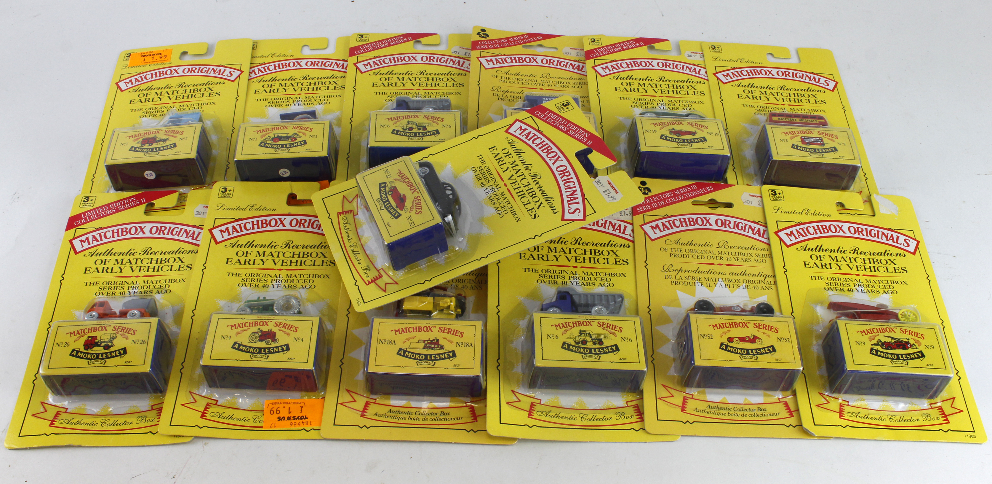 Matchbox Thirteen unopened Matchbox Aurthentic Recreations models, all complete in original