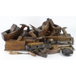 Woodworking interest. A collection of seven various woodworking planes, largest length 61cm approx.,