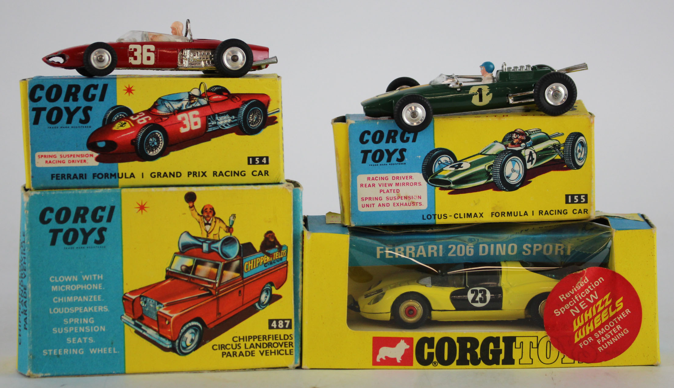 Corgi Toys. Four boxed Corgi models, comprising Chipperfields Circus Landrover Parade Vehicle (no.